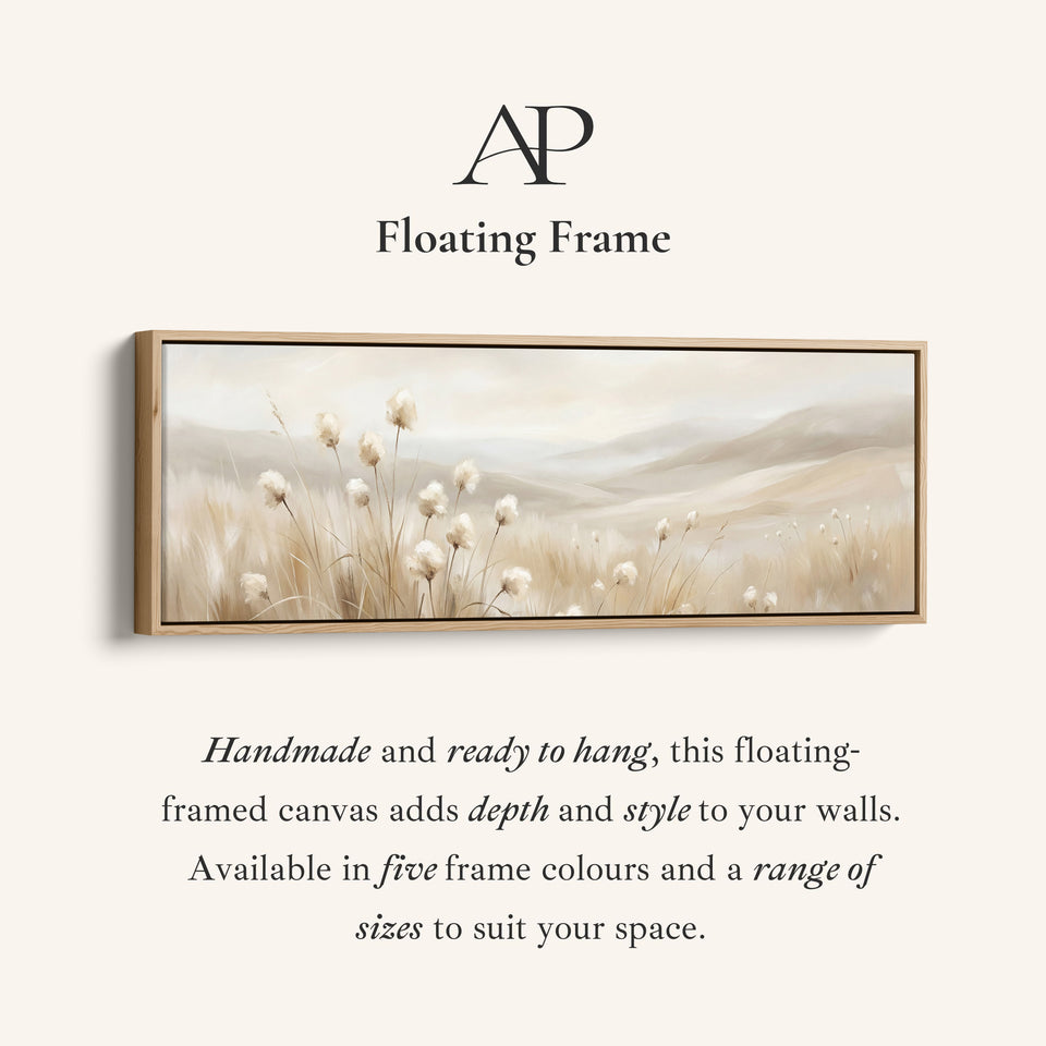 Beige Grass Landscape Bedroom Wall Art Framed Canvas Print Bedroom