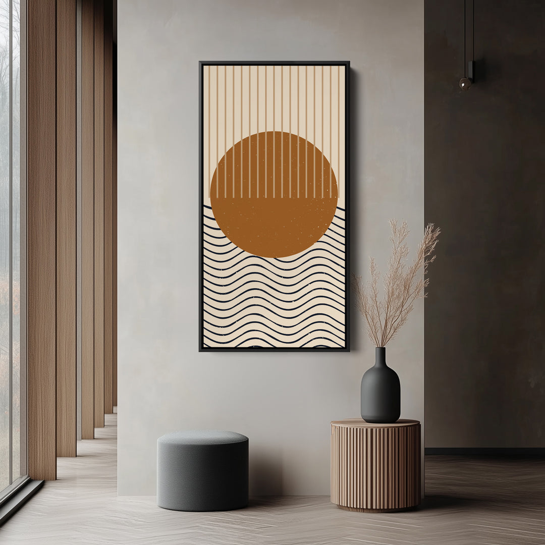 Vertical Wall Art Abstract Sun Waves Tall Canvas For Living Room
