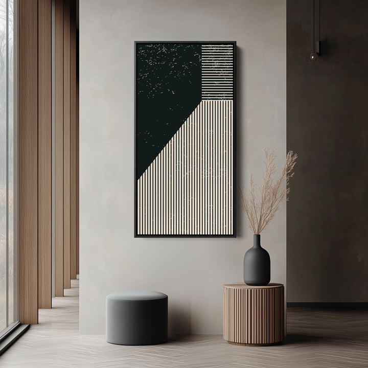 Vertical Wall Art Geometric Stripe Blocks Tall Canvas For Office