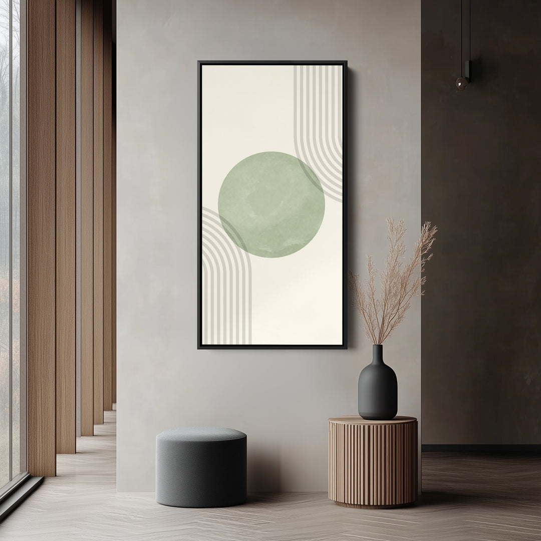 Vertical Wall Art Soft Green Circle Portrait Wall Art For Bedroom