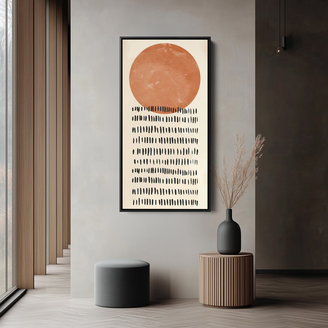 Vertical Wall Art Orange Circle Pattern Tall Canvas For Hallway