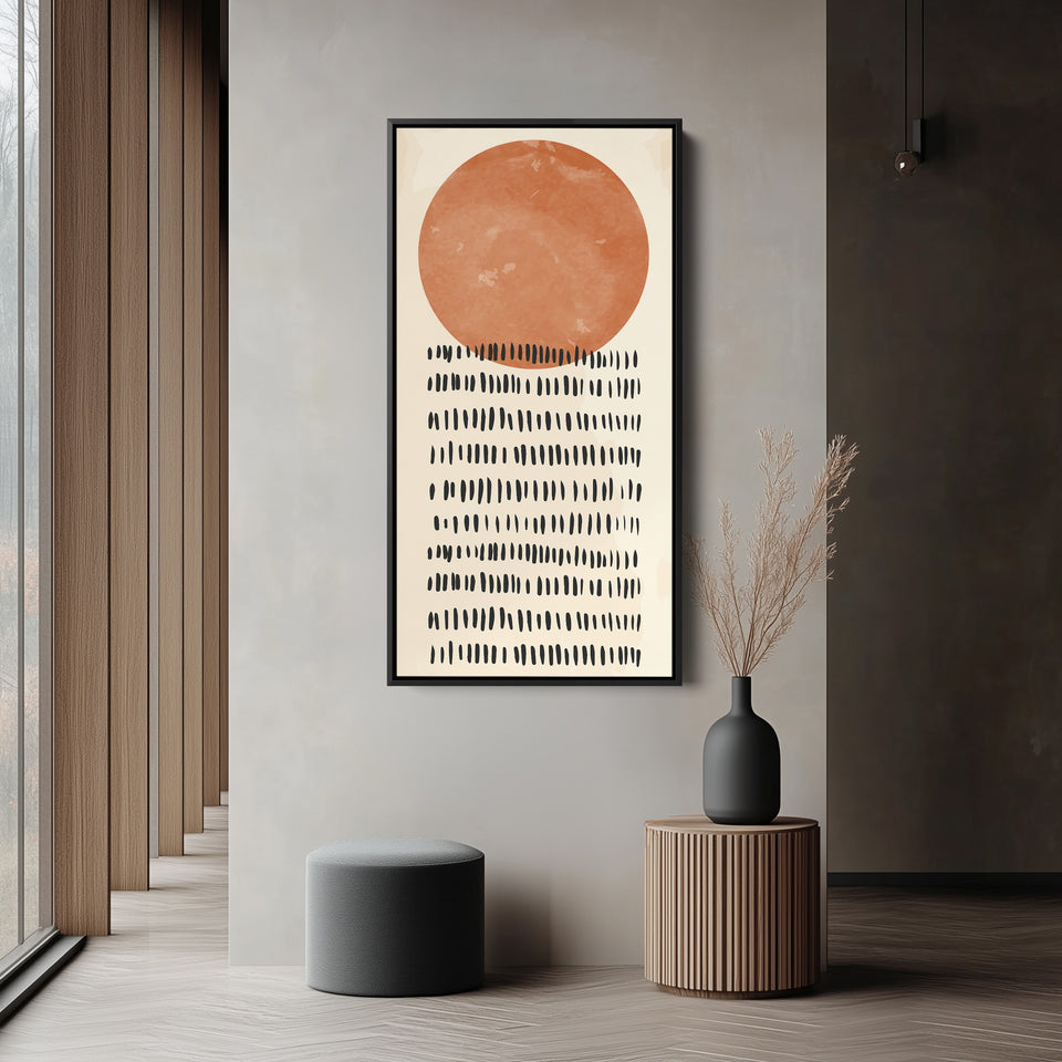 Vertical Wall Art Orange Circle Pattern Tall Canvas For Hallway