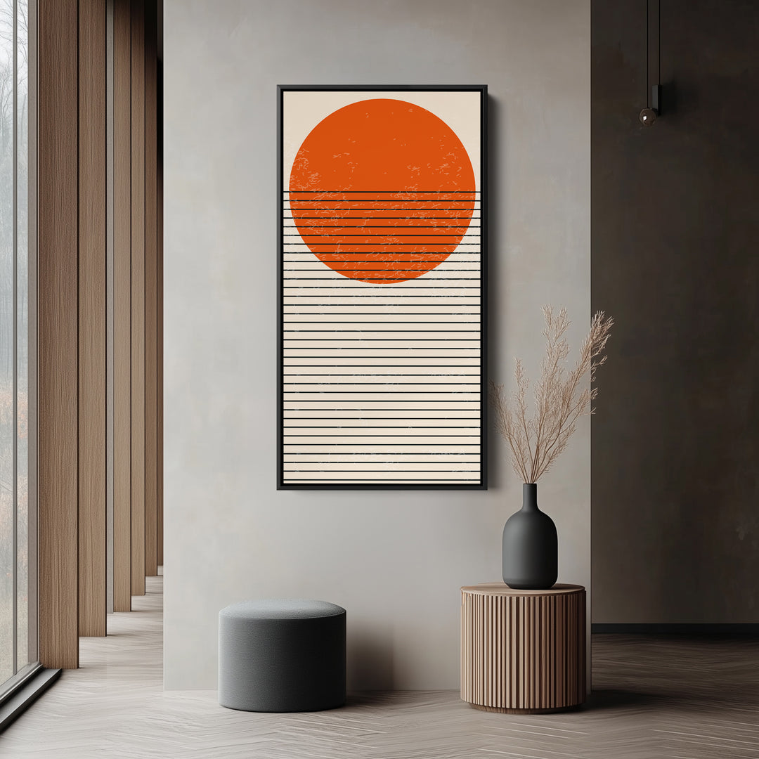 Narrow Wall Art Striped Sun Vertical Canvas For Living Room
