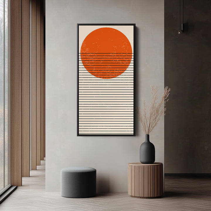 Narrow Wall Art Striped Sun Vertical Canvas For Living Room