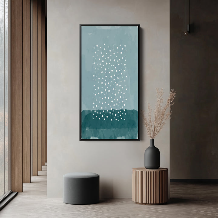 Tall Narrow Canvas Blue Dot Abstract Vertical Canvas For Office