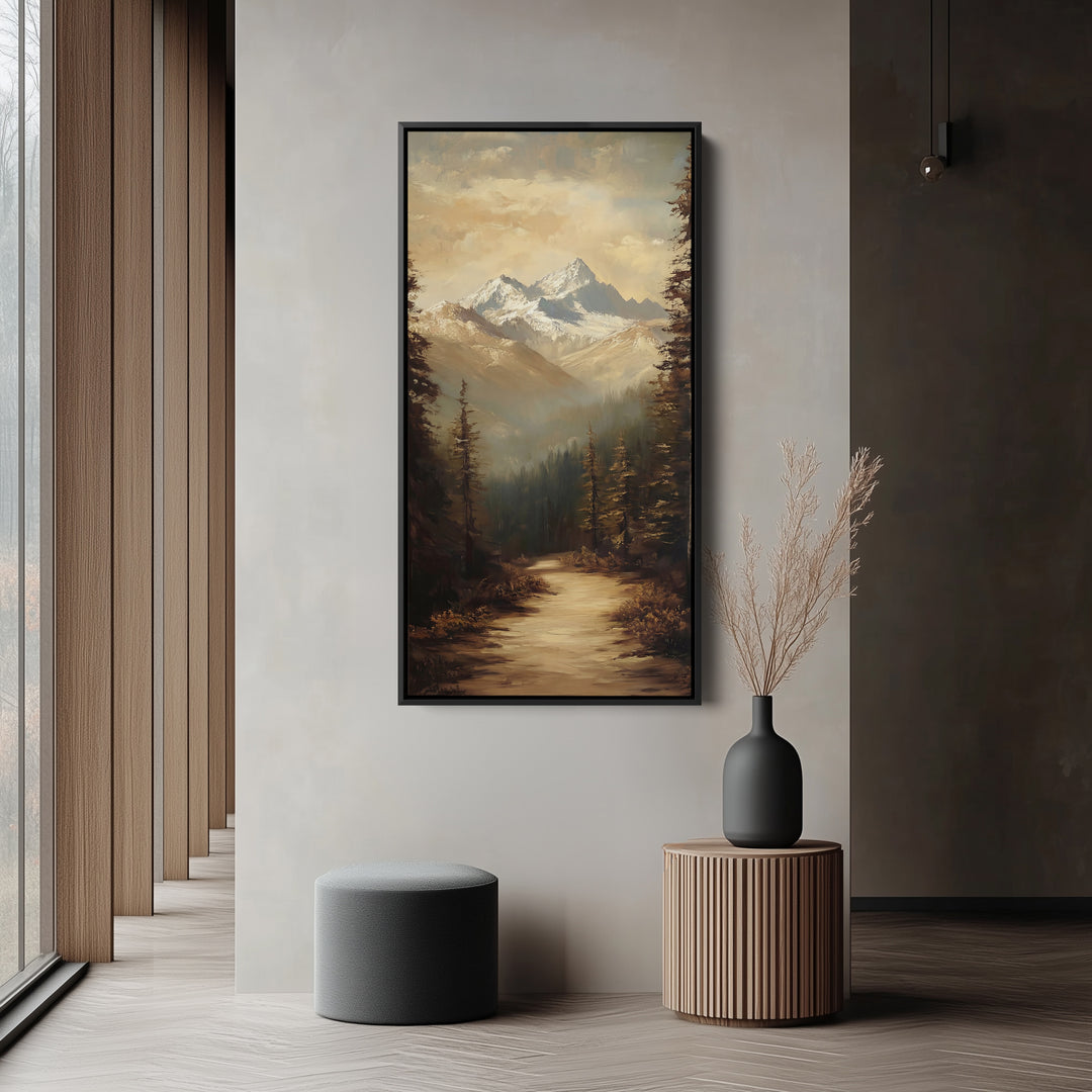 Portrait Wall Art Mountain Path Tall Canvas For Living Room