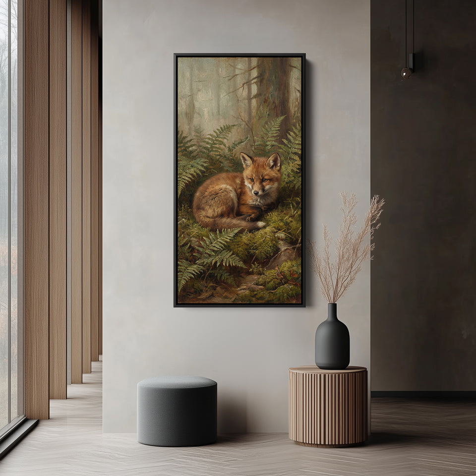 Fox Forest Portrait Large Vertical Wall Art Tall Canvas For Hallway