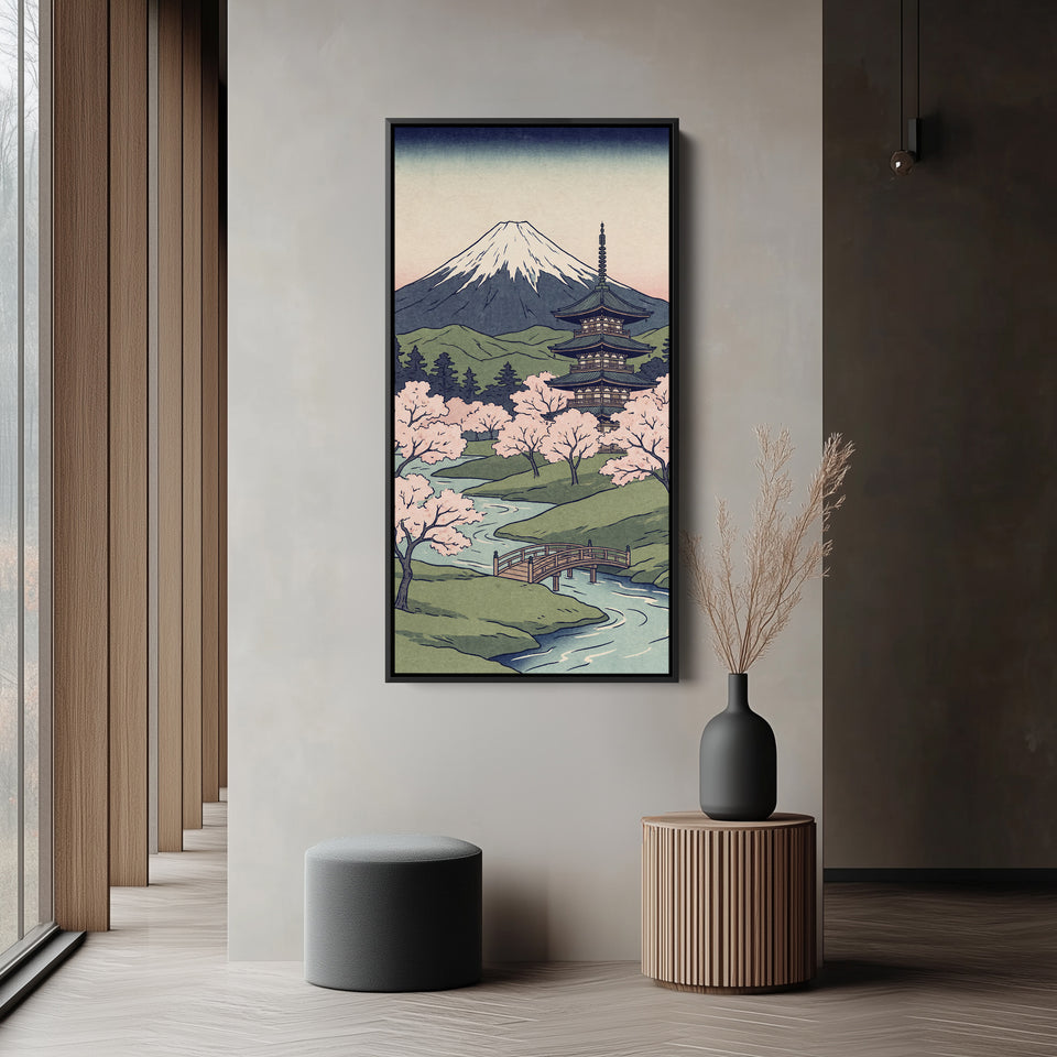 Tall Wall Art Mount Fuji Pagoda Portrait Wall Art For Bedroom