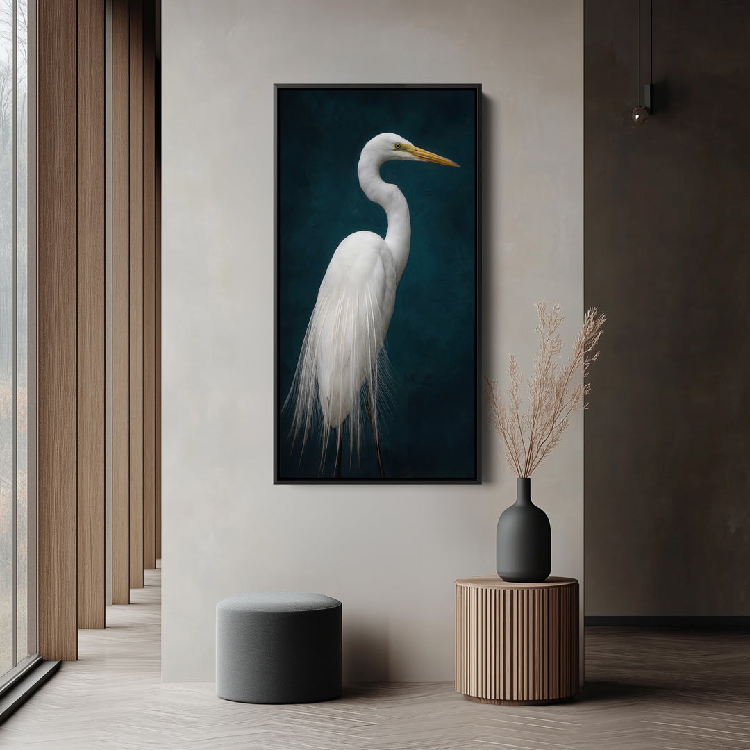 Long Wall Art White Heron Portrait Wall Art For Office