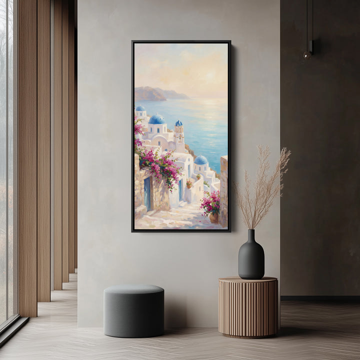 Large Vertical Wall Art Narrow Wall Art Blue Domes Coastal View For Hallway