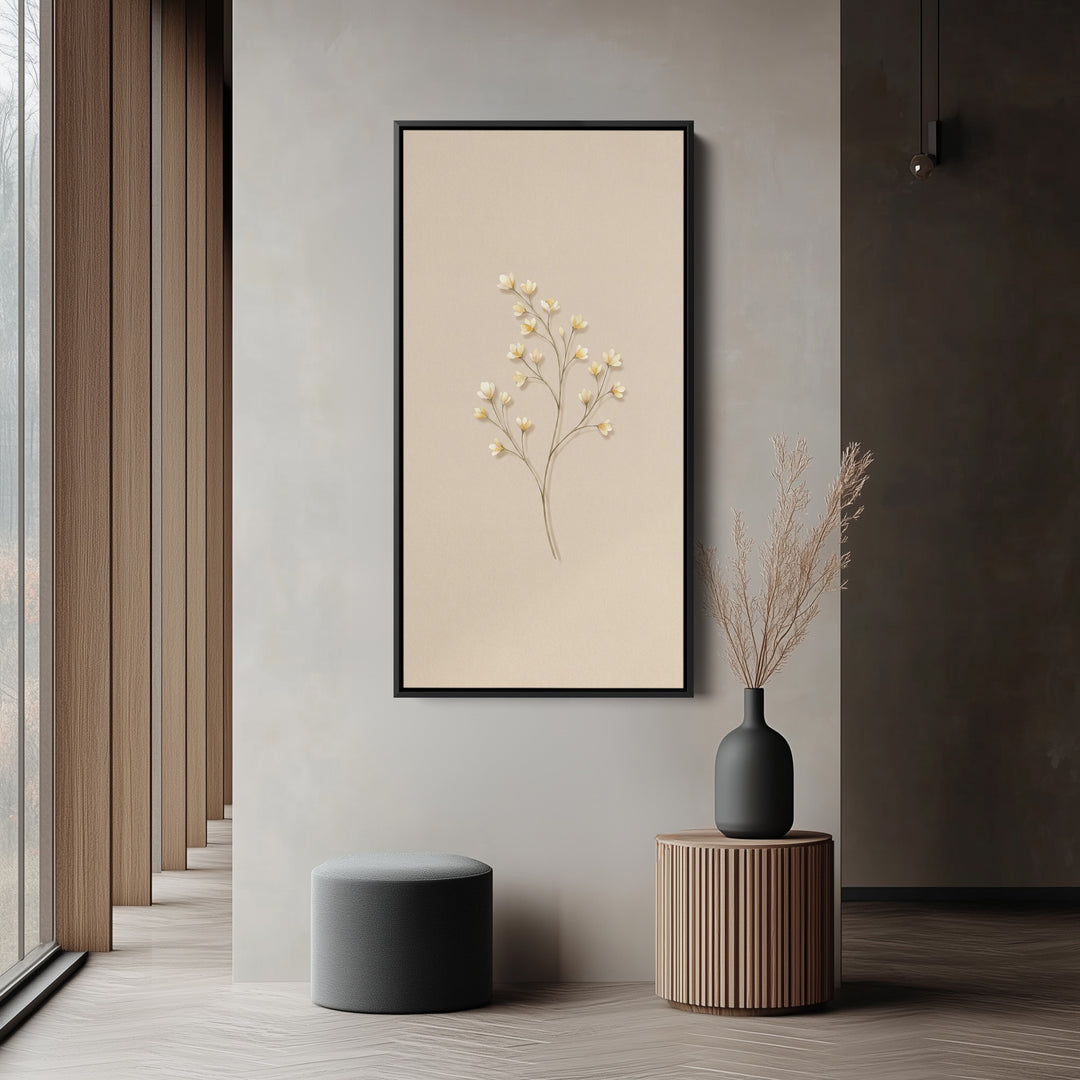 Large Vertical Wall Art Single Flowering Stem Tall Canvas For Bedroom