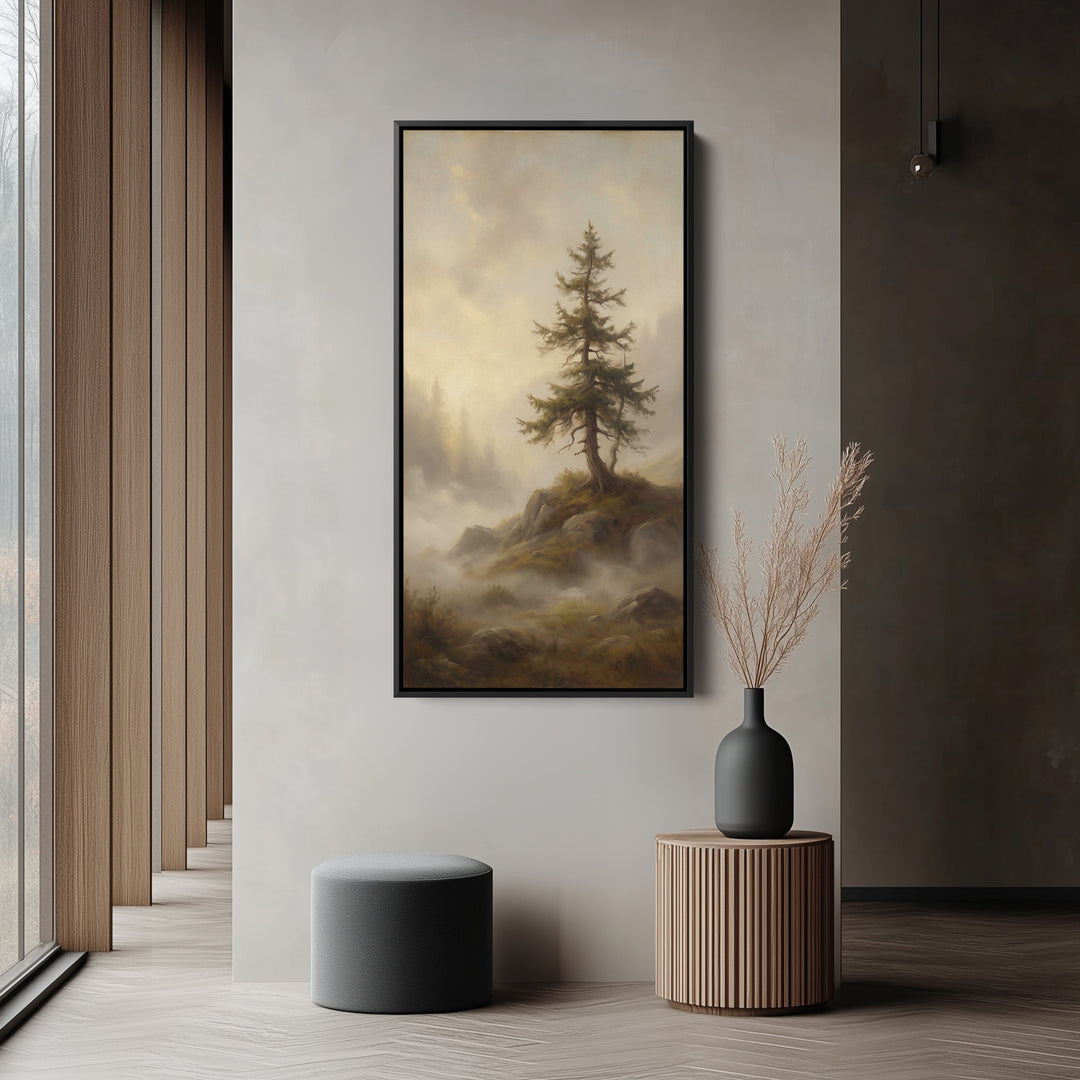Large Vertical Wall Art Tall Narrow Canvas Lone Pine On Rocky Hill For Hallway