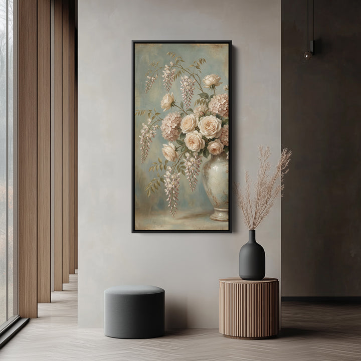 Large Vertical Wall Art For Kitchen Roses In Vase Still Life Vertical Canvas
