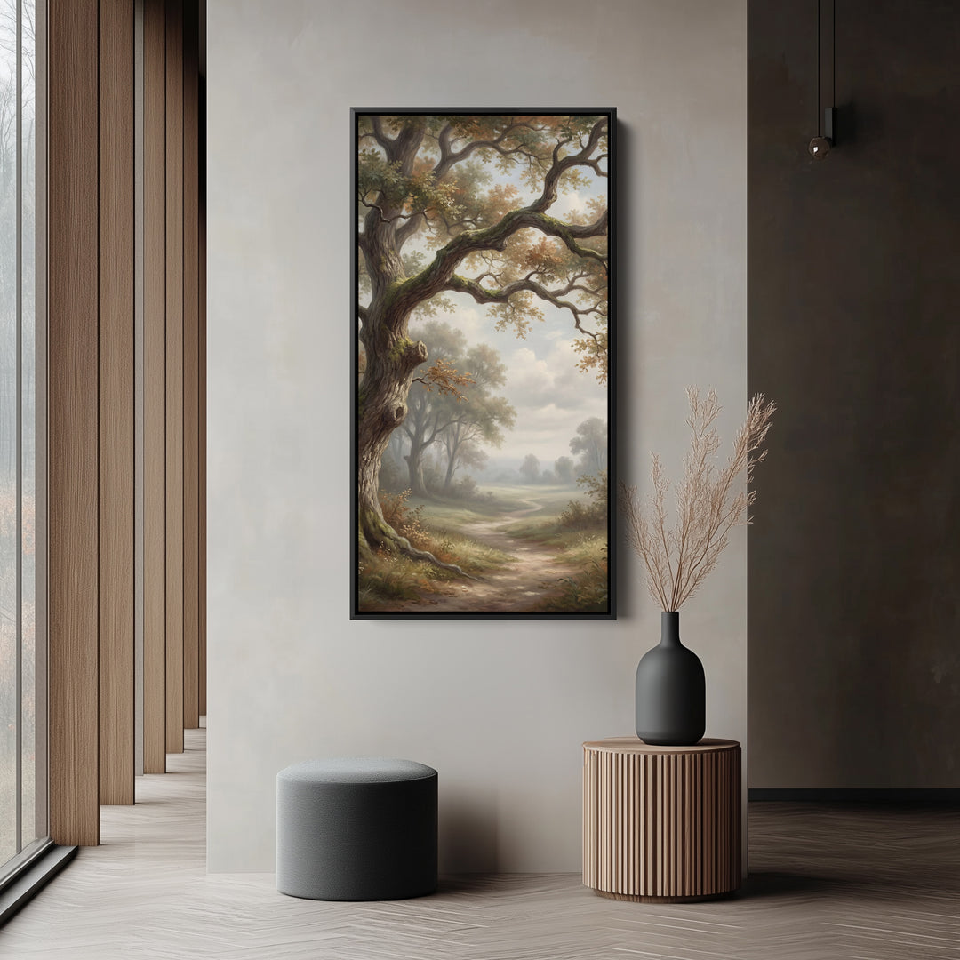 Vertical Wall Art Oak Branches Over Path Large Vertical Wall Art For Hallway
