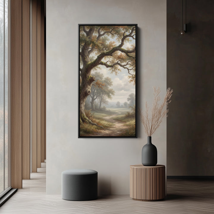 Vertical Wall Art Oak Branches Over Path Large Vertical Wall Art For Hallway