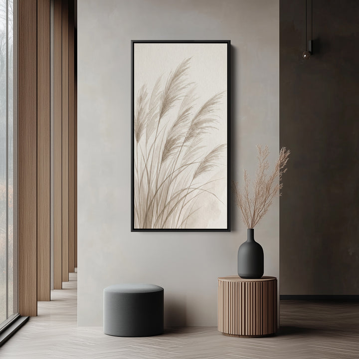 Narrow Wall Art For Kitchen Pampas Grass Stems Vertical Canvas