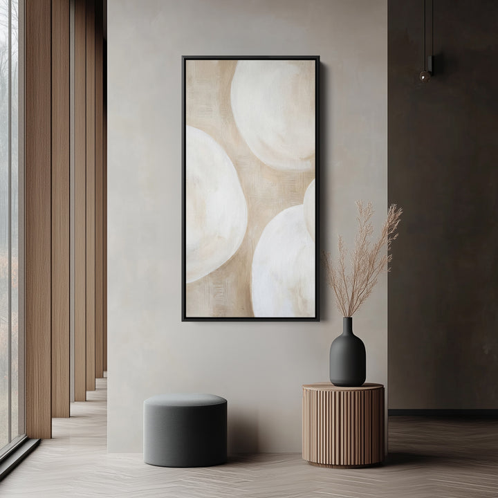 Tall Narrow Canvas Neutral Abstract Circles Tall Canvas For Living Room