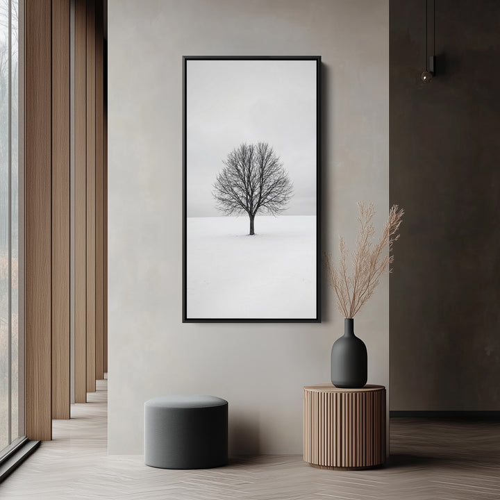 Long Wall Art Bare Tree In Snow Portrait Wall Art For Kitchen