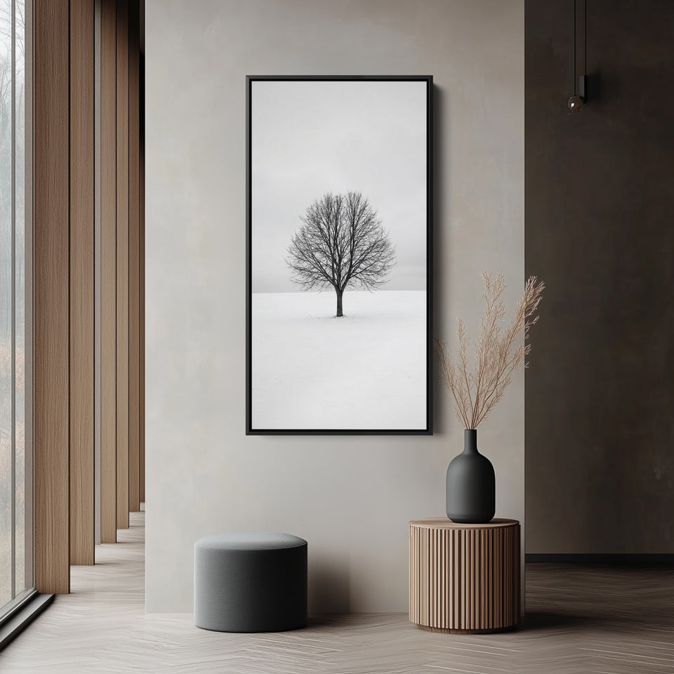 Long Wall Art Bare Tree In Snow Portrait Wall Art For Kitchen
