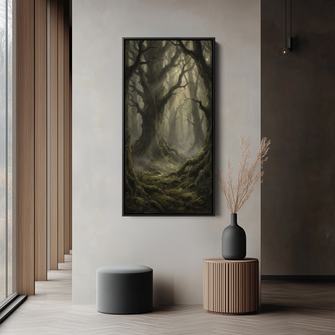 Large Vertical Wall Art Dark Forest With Moss Portrait Wall Art For Kitchen