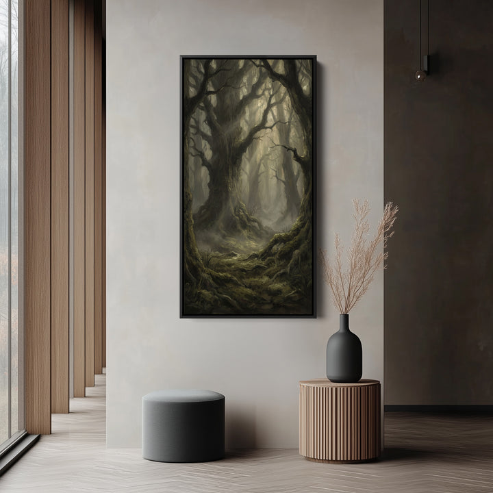 Large Vertical Wall Art Dark Forest With Moss Portrait Wall Art For Kitchen