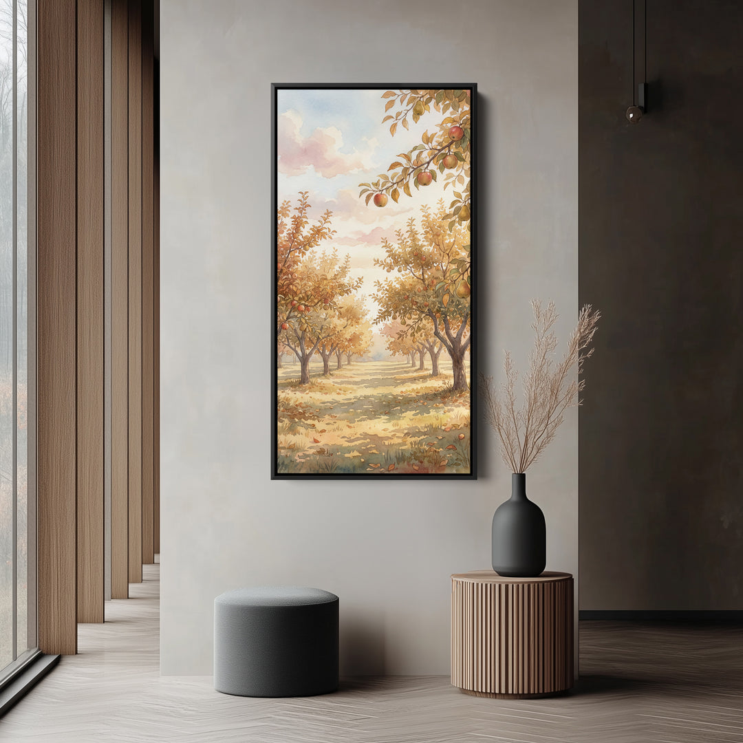 Large Vertical Wall Art Narrow Wall Art Sunlit Orchard Trees For Hallway