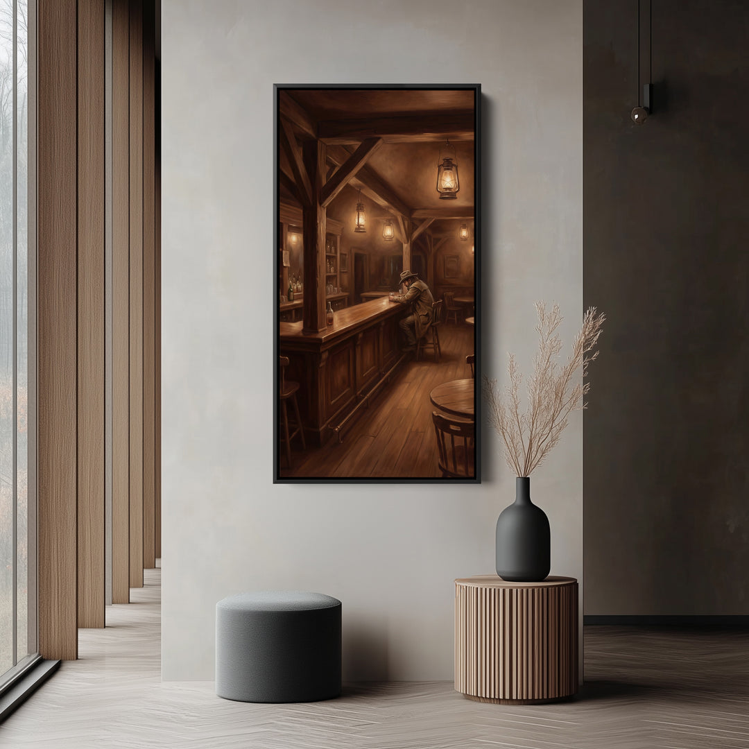 Long Wall Art For Hallway Western Saloon Interior Bar Vertical Canvas
