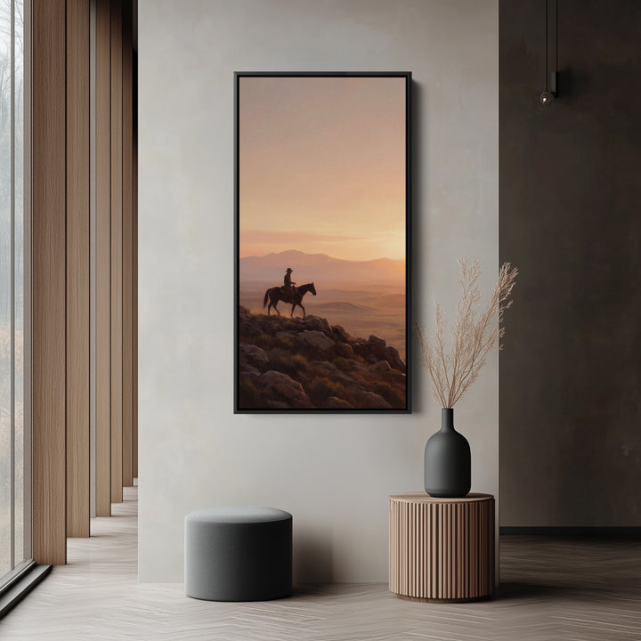 Portrait Wall Art Rider On Rocky Ridge Large Vertical Wall Art For Kitchen