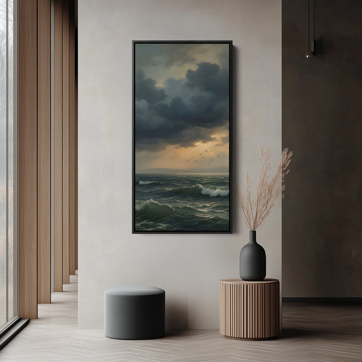 Tall Narrow Canvas Stormy Ocean Waves Tall Canvas For Living Room