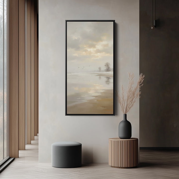 Long Wall Art Foggy Beach Shoreline Portrait Wall Art For Kitchen