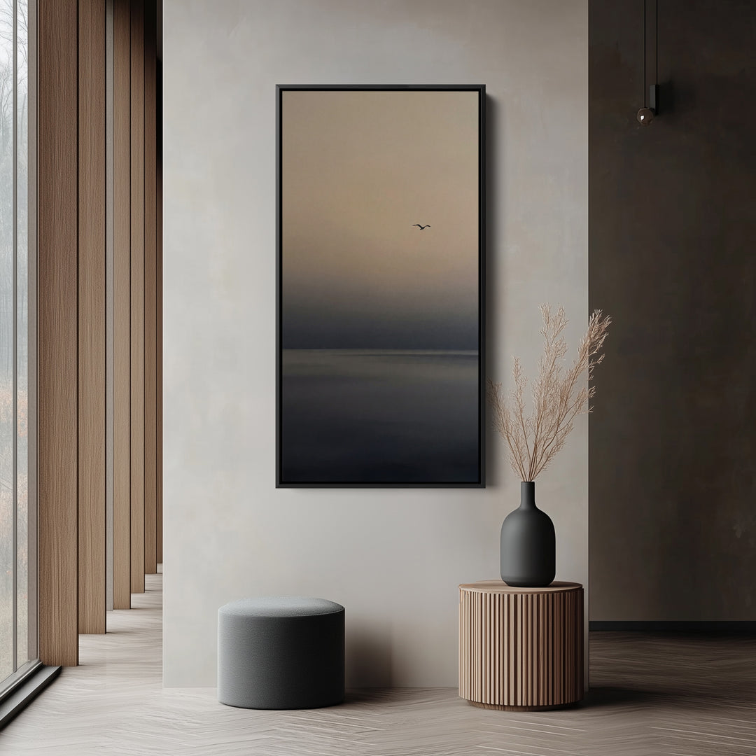 Large Vertical Wall Art Tall Wall Art Minimal Horizon With Birds For Hallway