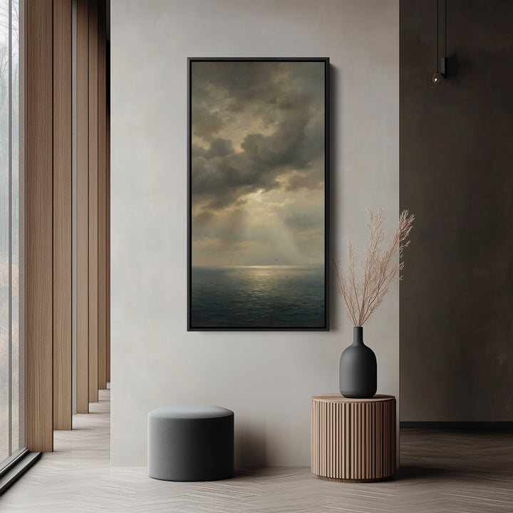 Vertical Wall Art For Office Storm Clouds Over Sea Vertical Canvas
