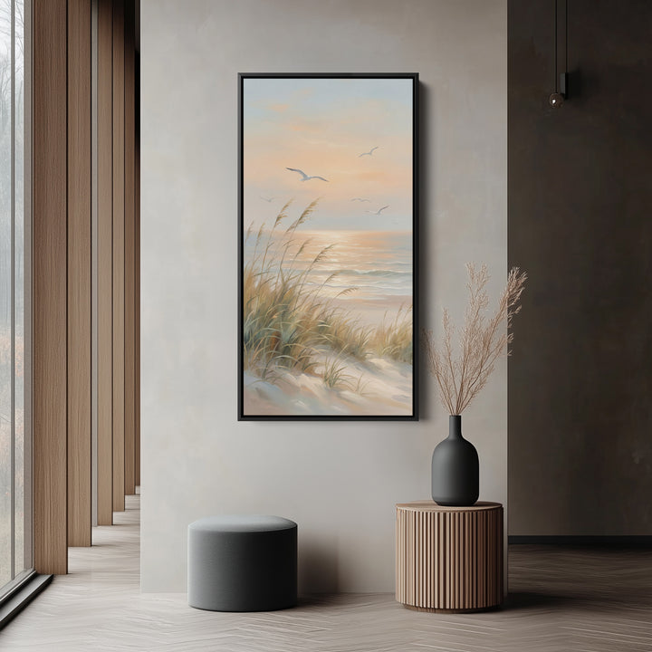 Narrow Wall Art Beach Grasses And Seagulls Portrait Wall Art For Kitchen