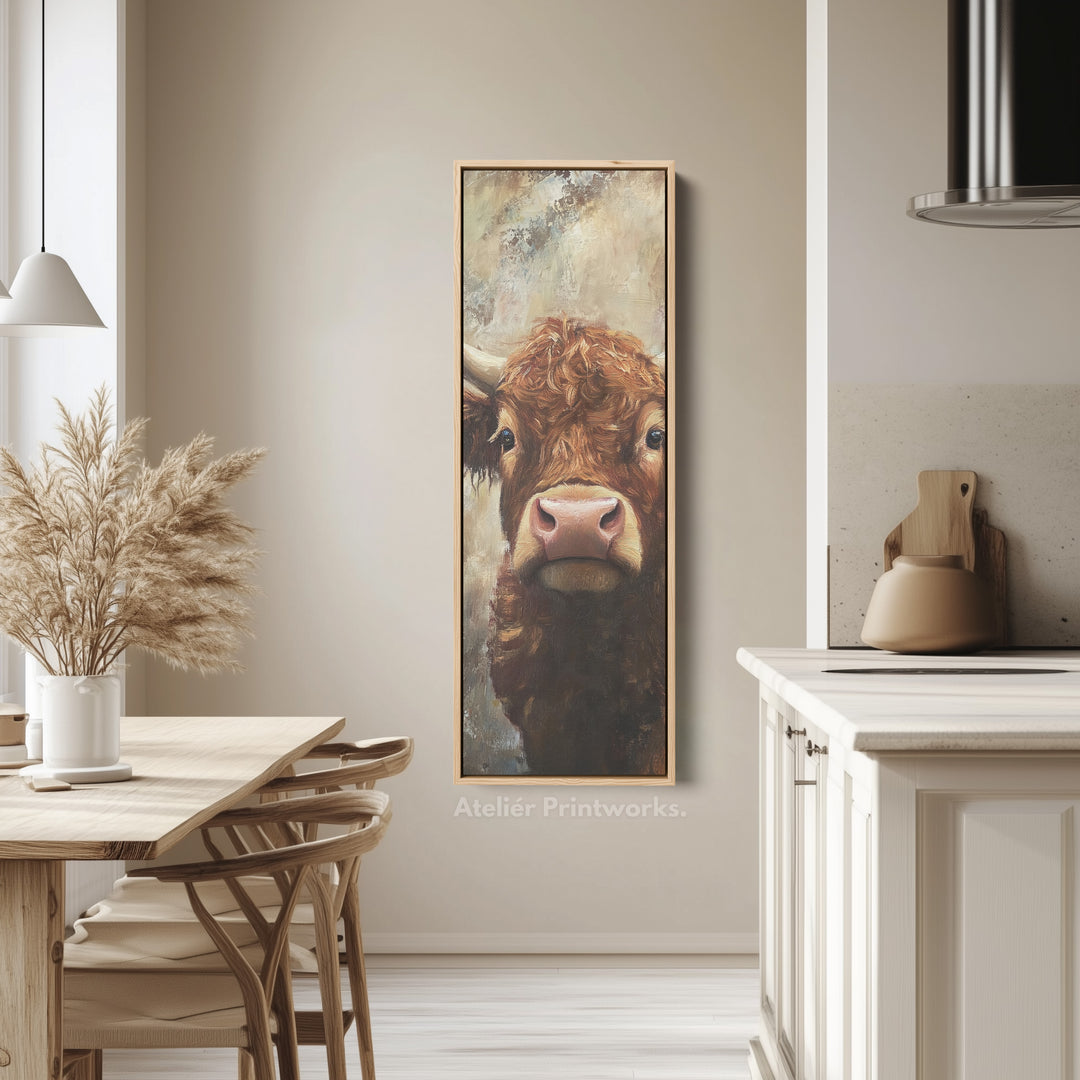 Highland Cow Vertical Wall Art Tall Skinny Artwork