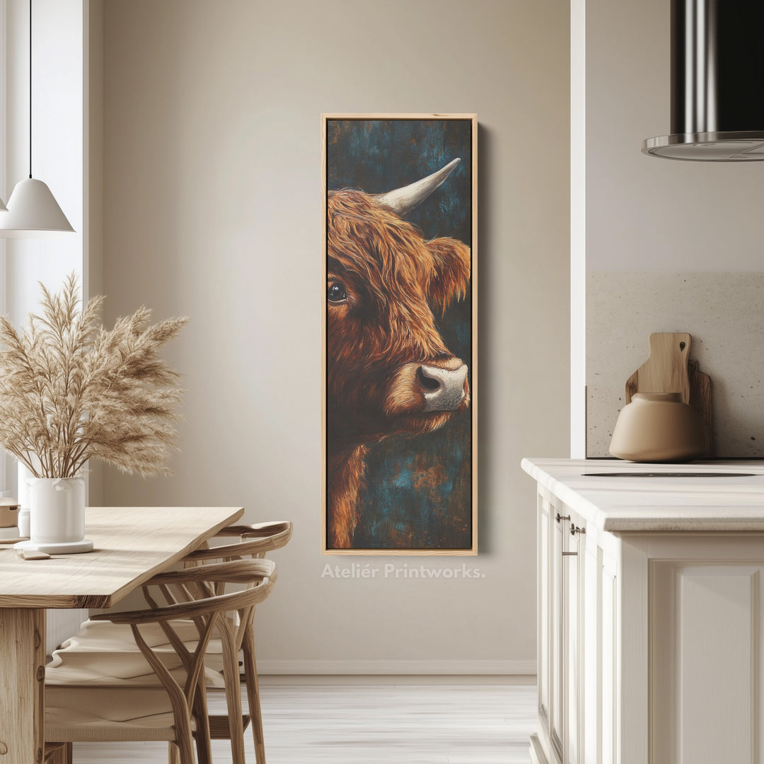 Highland Cow Picture Vertical Wall Art Tall Narrow Artwork