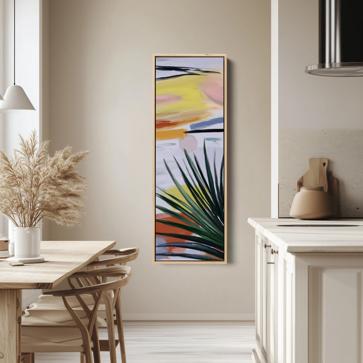 Art mural vertical abstrait, coucher de soleil