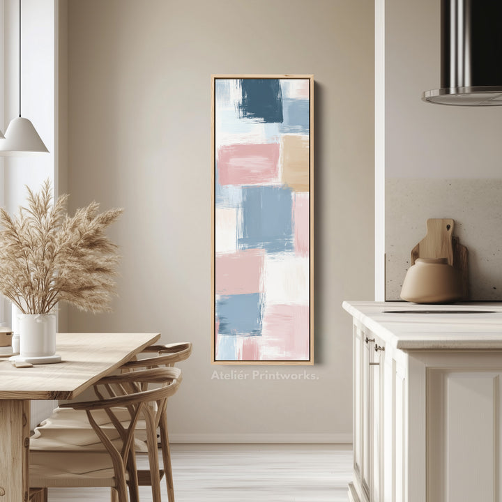 Tall Vertical Pastel Color Block Abstract Long Narrow Wall Art
