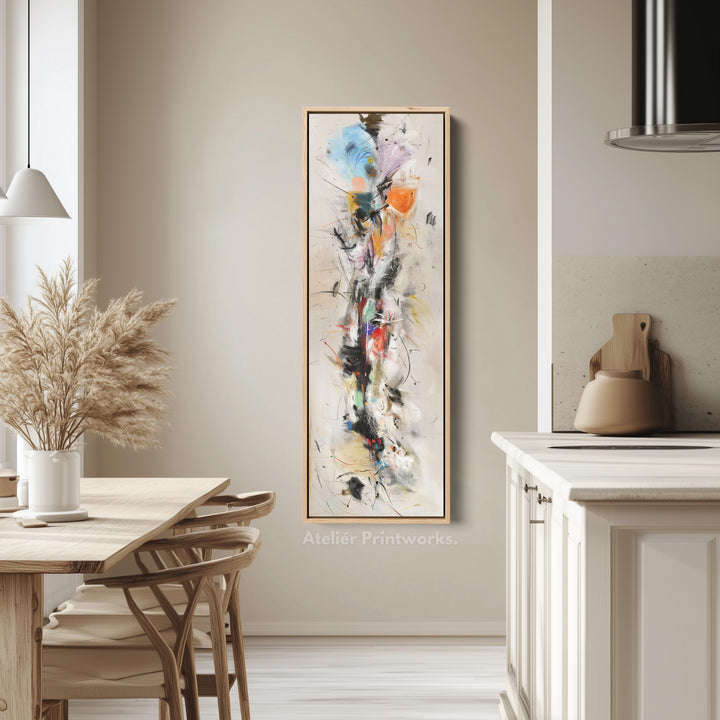 Long Narrow Vertical Colourful Abstract Large Canvas Wall Art