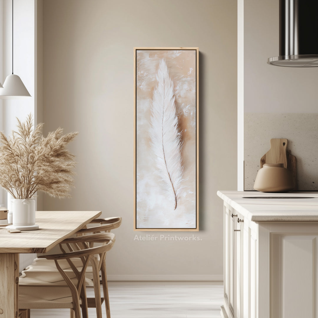 Large Canvas Wall Decor, Vertical Long Feather Wall Art