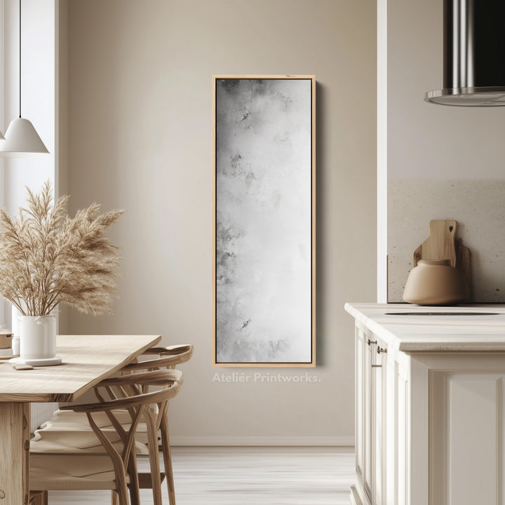 Large Framed Canvas Picture - Vertical Grey & White Abstract