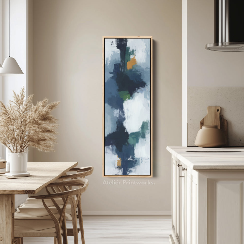 Vertical Wall Art Navy Green Long Vertical Canvas For Hallway