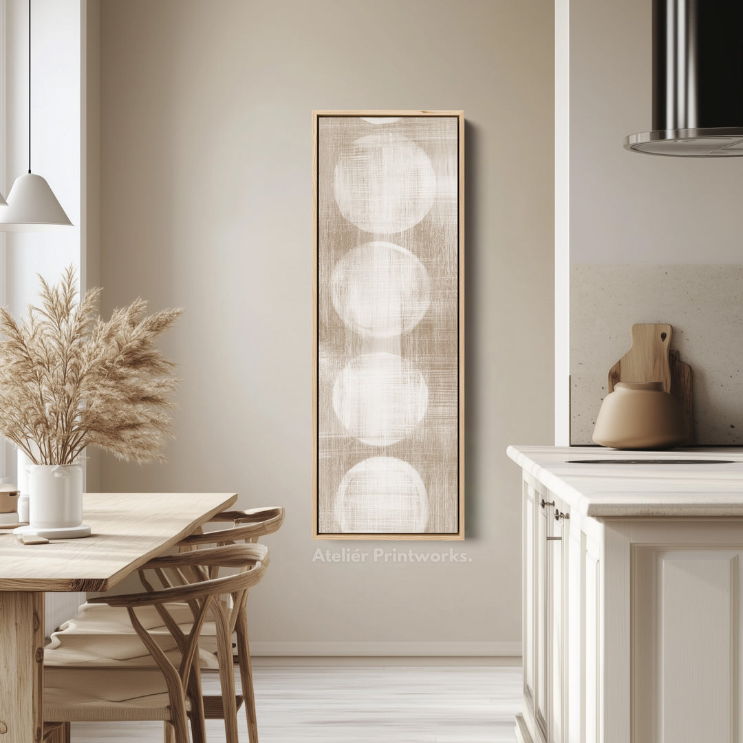 Minimalist Beige & White Abstract Vertical Wall Decor Large Framed Canvas