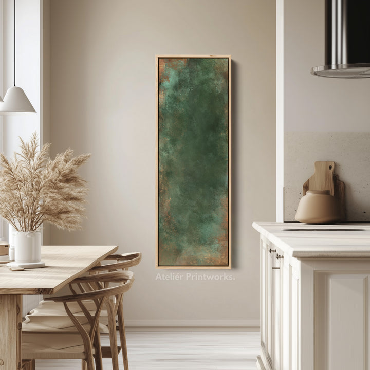 Dark Green and Copper Abstract Vertical Wall Art Large Canvas Wall Decor