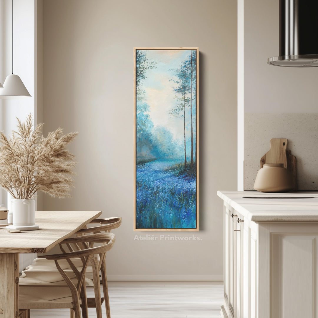Vertical Long Wall Art Bluebell Forest Large Canvas Decor