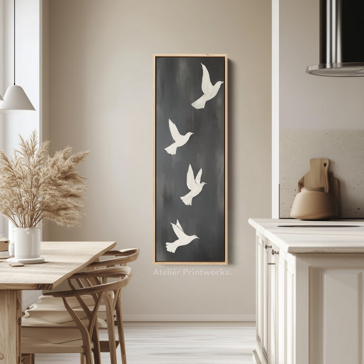 Minimalist Bird Large Painting Vertical Long Wall Art Large Canvas Decor