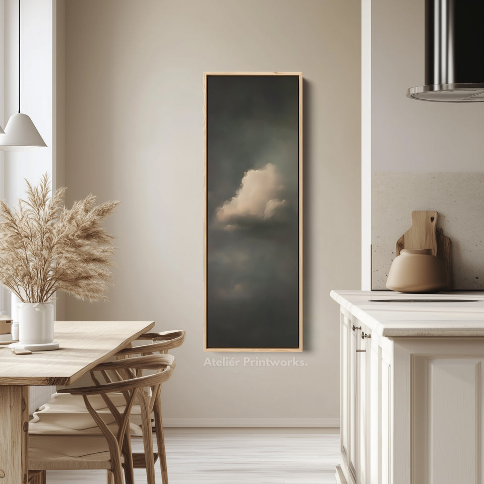Dramatic Cloud Large Canvas Framed Wall Art Long Vertical Wall Decor