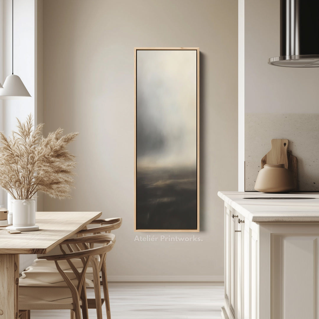 Grey Cloud Long Vertical Skinny Large Framed Canvas Decor
