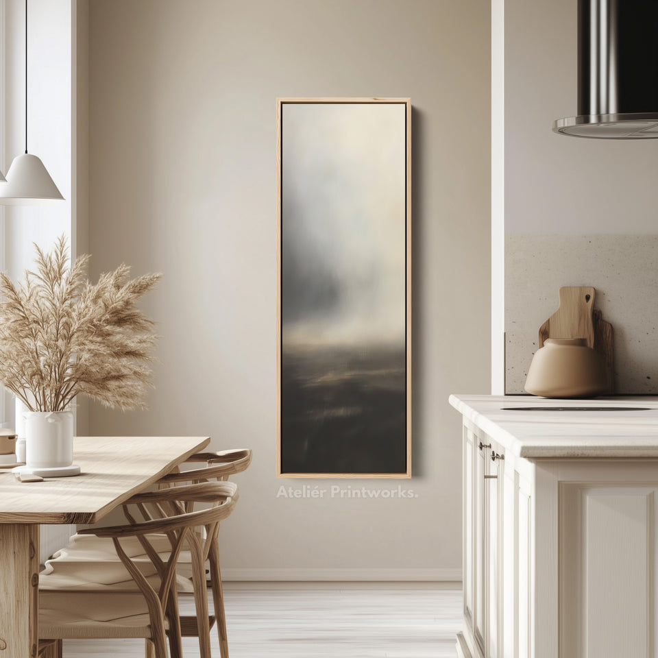 Grey Cloud Long Vertical Skinny Large Framed Canvas Decor
