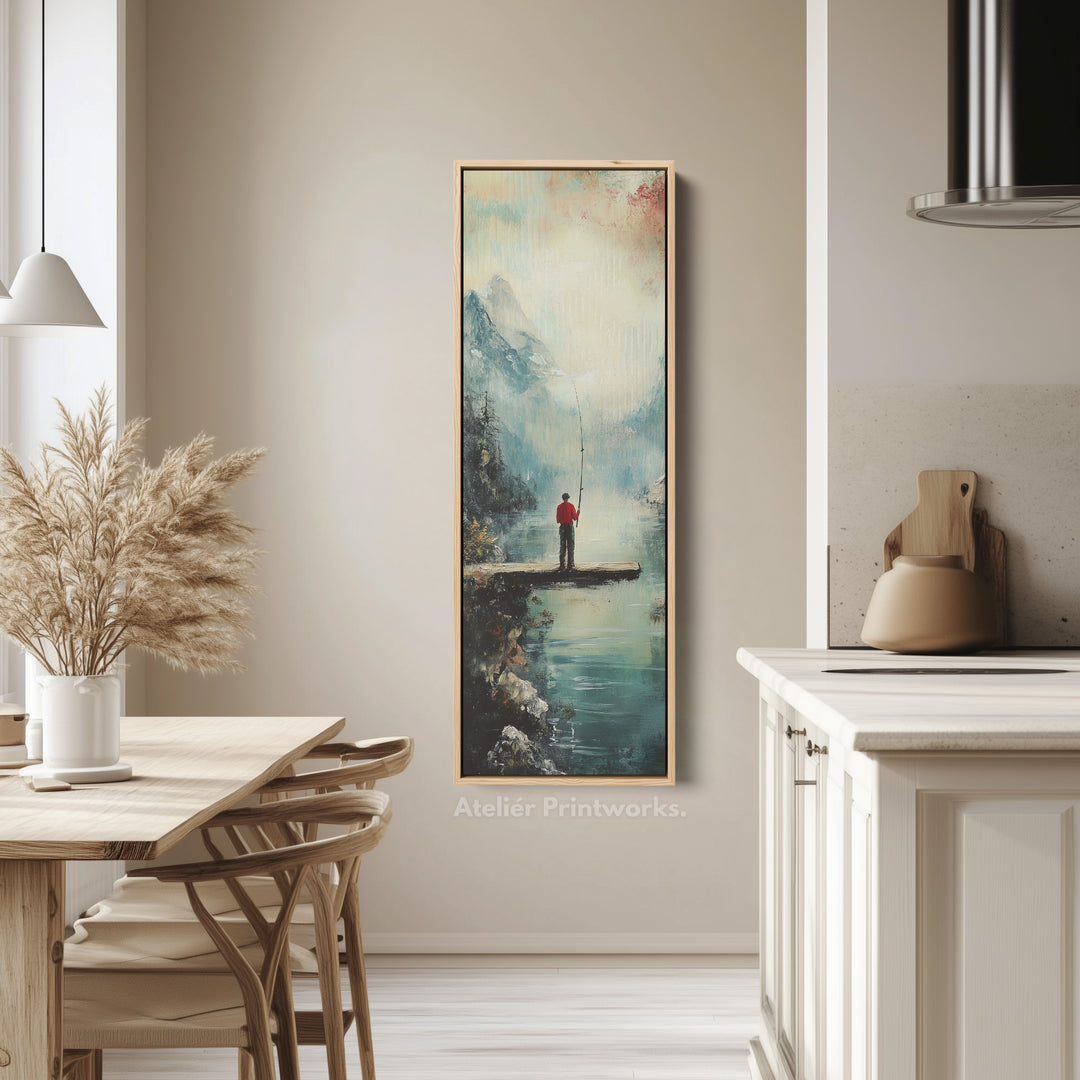 Long Narrow Vertical Large Canvas Wall Decor Fishing