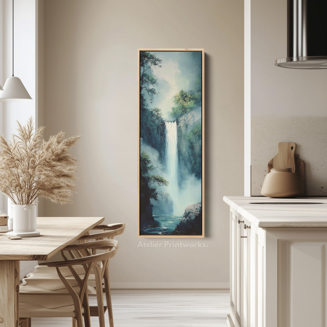 Waterfall Vertical Tall Wall Art Large Framed Canvas